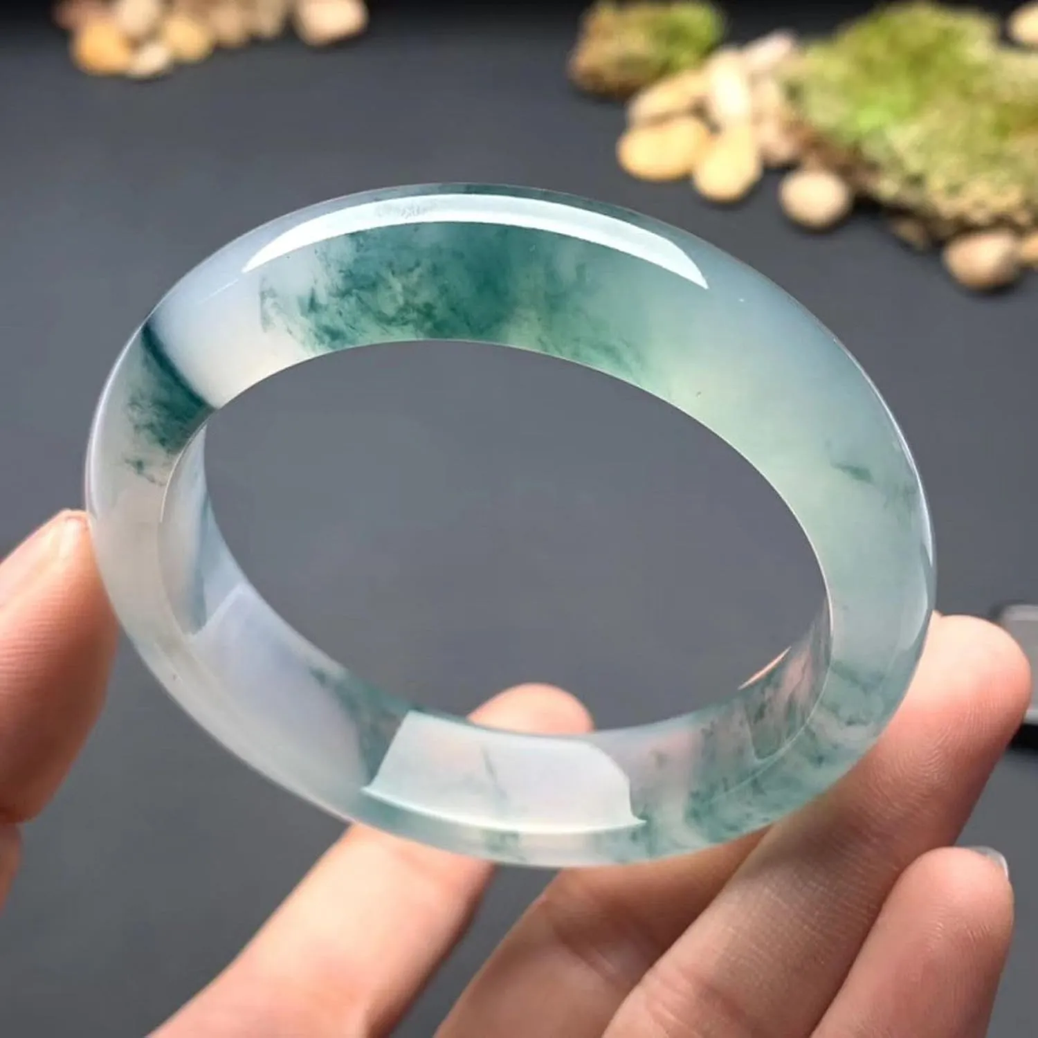 Natural Green Jade Bangle Bracelet fFor Women Girls Authentic