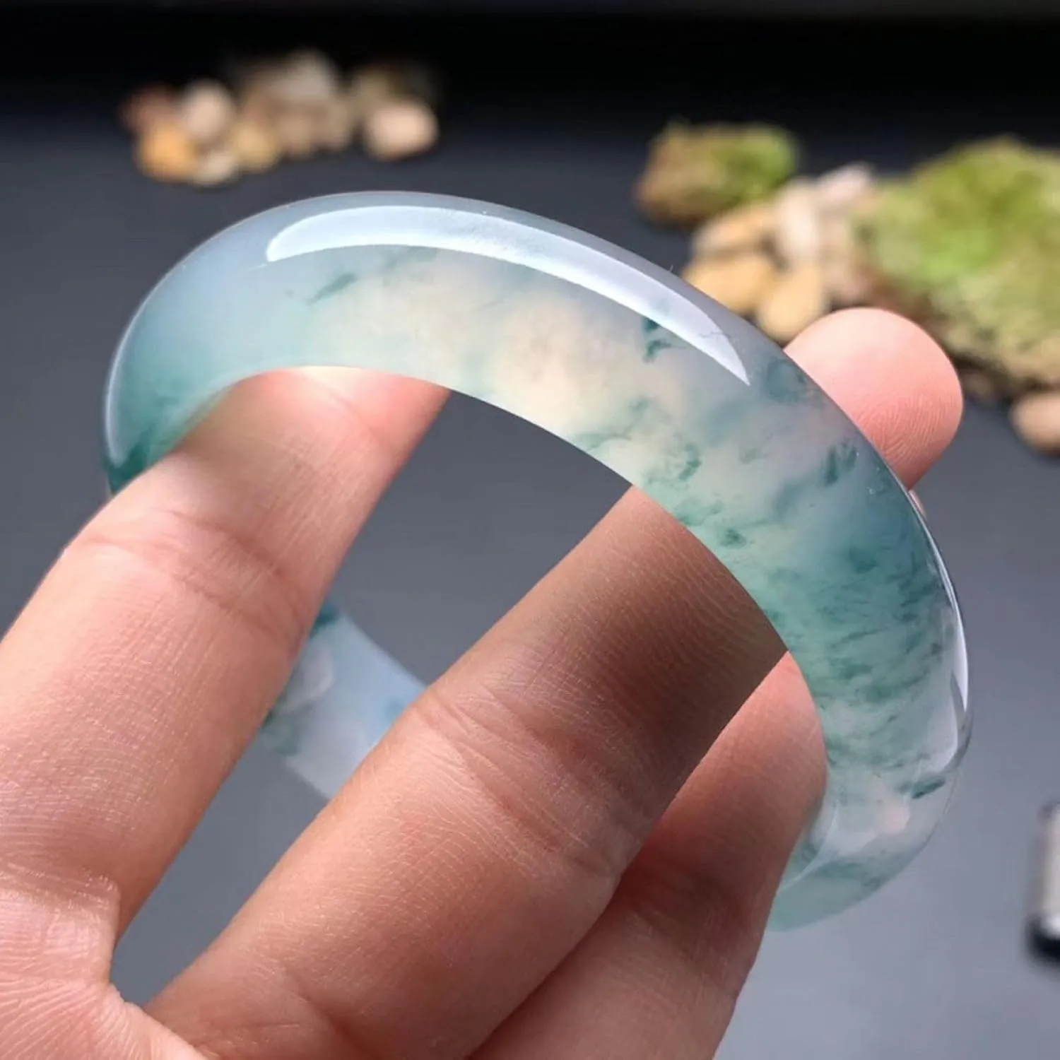Natural Green Jade Bangle Bracelet fFor Women Girls Authentic