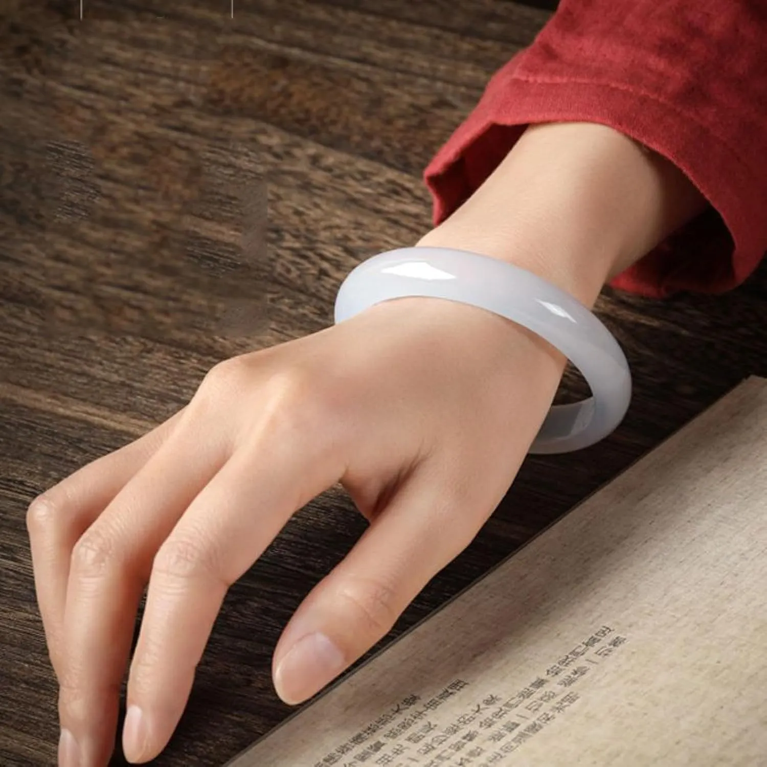 Natural Jade Bangle Bracelet for Women Genuine White Ice, Transparent, Wide Variety, Safe and Wealthy Agate Bracelet