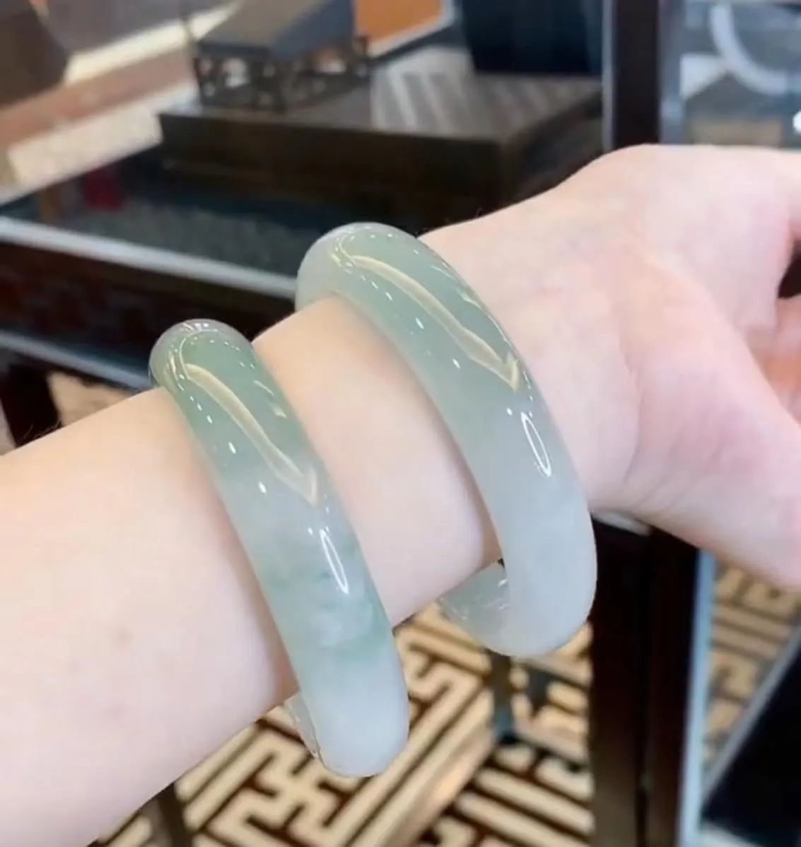 Natural Jade Bangle Bracelet for Women Genuine with 100% Grade A Jade Handmade Bracelets,Healing Protection Good Luck
