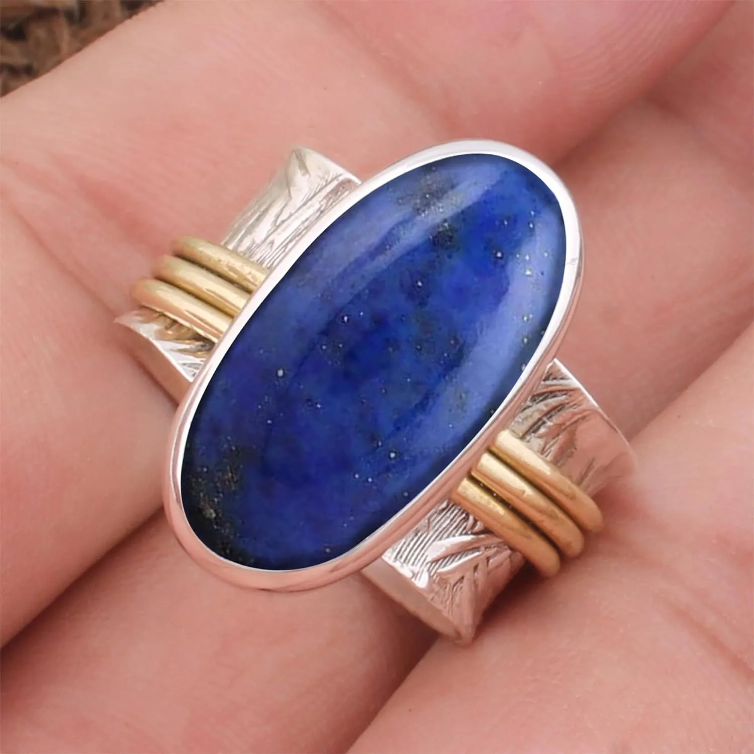 Natural Lapis Lazuli Ring 925 Silver Rings Band Ring Handmade Silver Ring Statement Ring Band Silver Ring Women Ring Gift For Her (8.5)