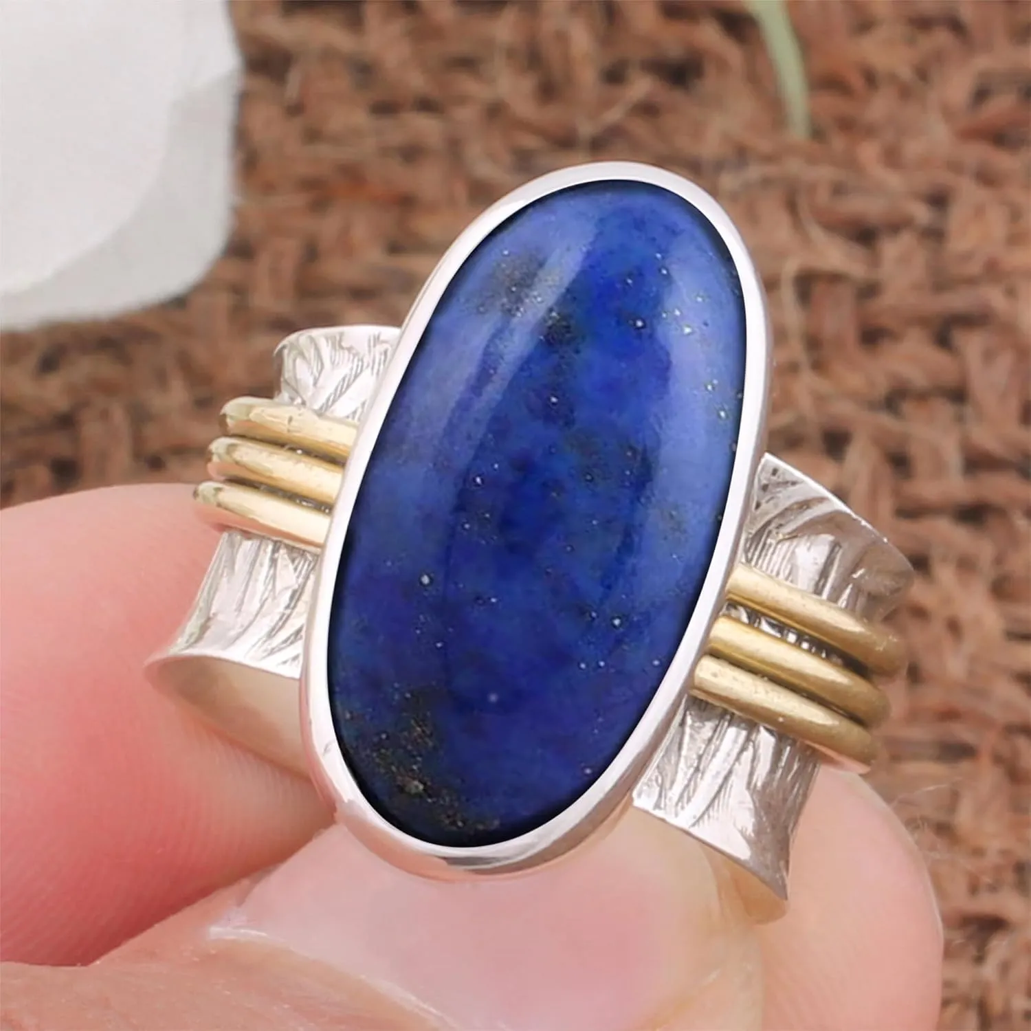Natural Lapis Lazuli Ring 925 Silver Rings Band Ring Handmade Silver Ring Statement Ring Band Silver Ring Women Ring Gift For Her (8.5)