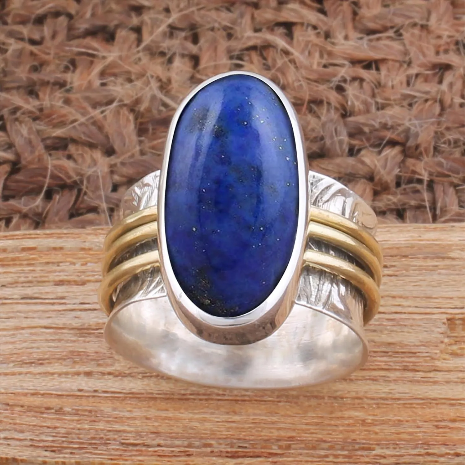 Natural Lapis Lazuli Ring 925 Silver Rings Band Ring Handmade Silver Ring Statement Ring Band Silver Ring Women Ring Gift For Her (8.5)