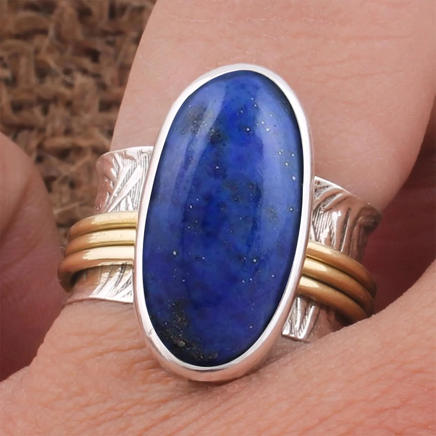 Natural Lapis Lazuli Ring 925 Silver Rings Band Ring Handmade Silver Ring Statement Ring Band Silver Ring Women Ring Gift For Her (8.5)