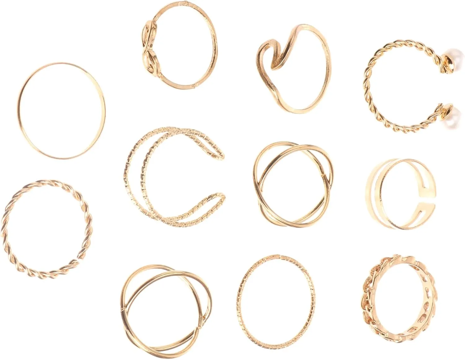 NOLITOY 10Pcs Adjustable Minimalist Open Cuff Ring for Women Stackable Decorative Finger Rings Versatile Jewelry for Everyday Wear and Personal Style
