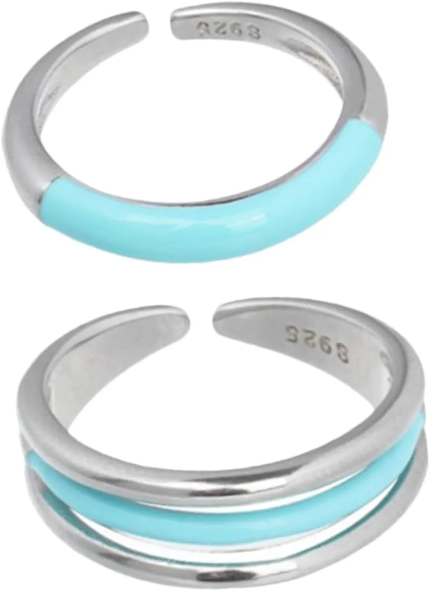 NOLITOY Chic Ring Set 2pcs Simple Open Rings Fashion Jewelry for Women Perfect for Valentine's Day Present