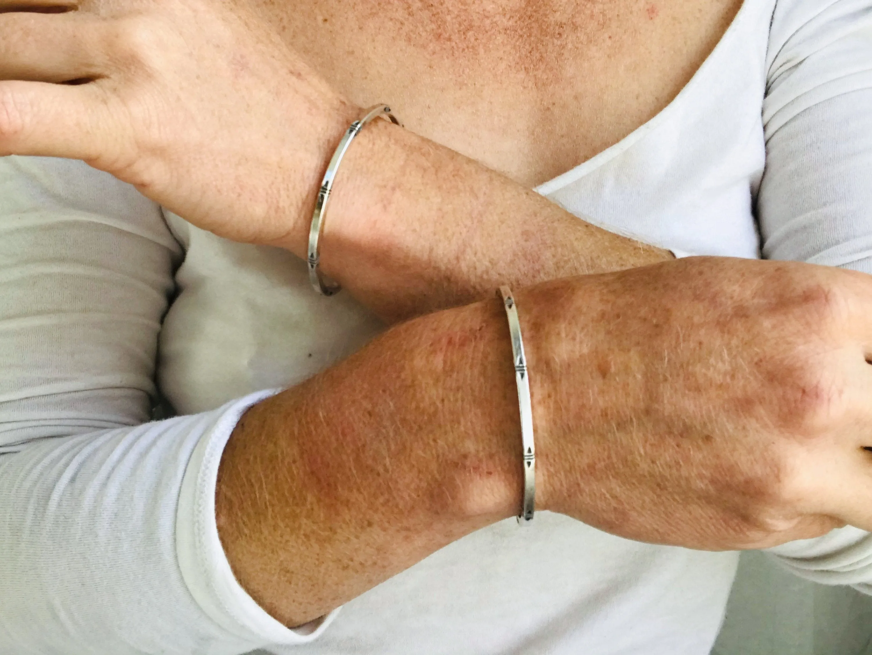 PAIR Sterling Silver Bangle from the Karen Hill Tribe of Thailand