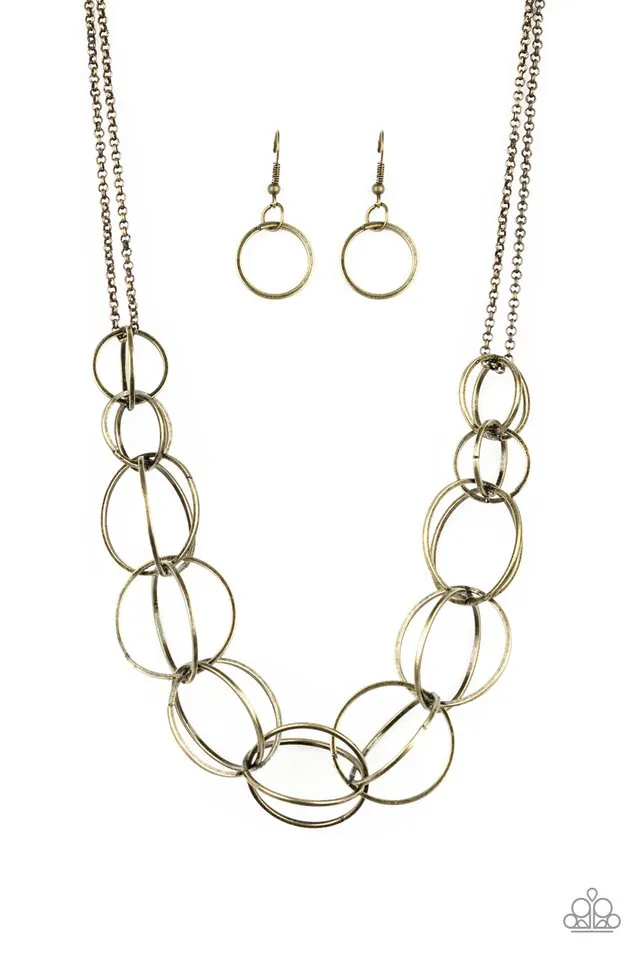 Paparazzi Necklace ~ Space Walk - Brass