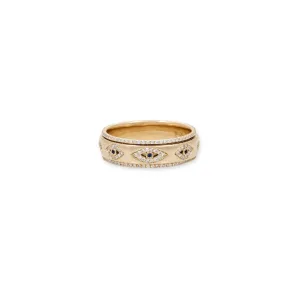 PAVE   BLUE DIAMOND EYES SPINNER RING