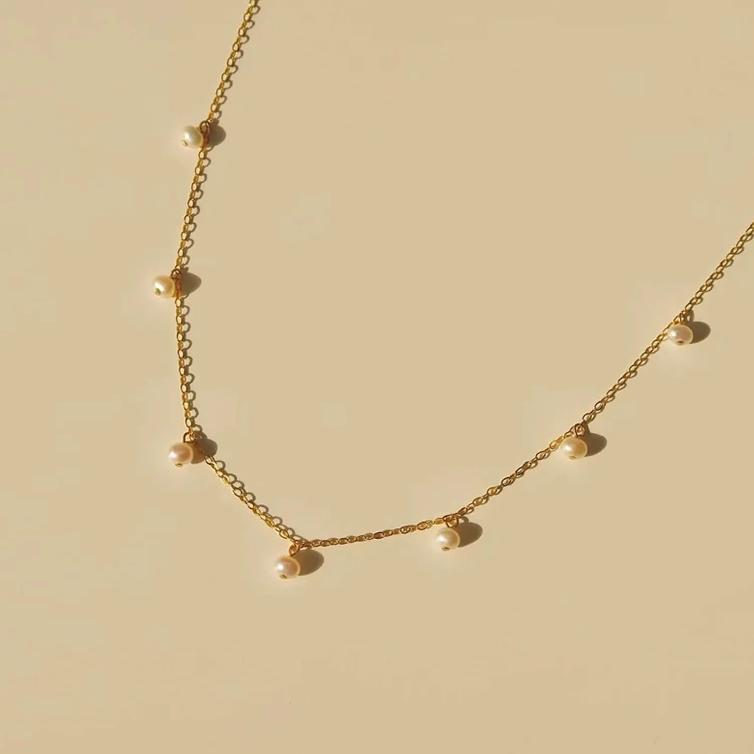 Pearl Necklaces for Women Dainty Pearl Charm Necklace Trendy 14k Gold Pearl Necklace Stacked Pearl Jewelry Gifts for Women Trendy Stuff Wedding Jewelry