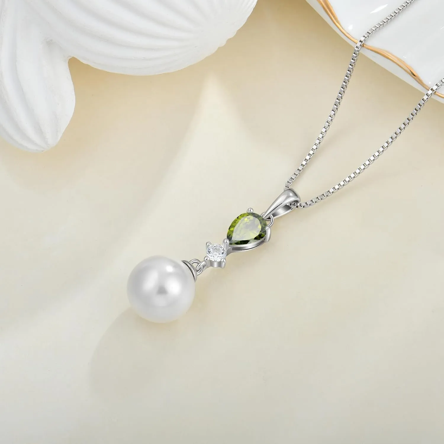 Pearl Pendant Necklaces for Women 925 Sterling Silver Pearls Birthstone Necklace Jewelry for Christmas Valentine's Day Mother's Day