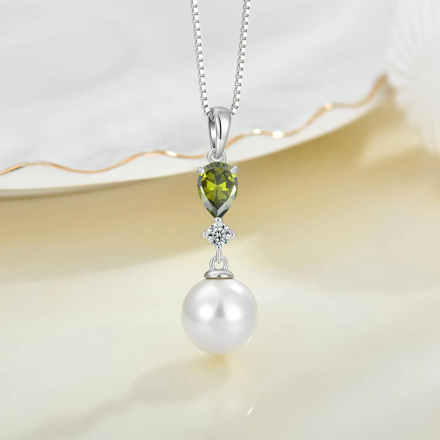 Pearl Pendant Necklaces for Women 925 Sterling Silver Pearls Birthstone Necklace Jewelry for Christmas Valentine's Day Mother's Day