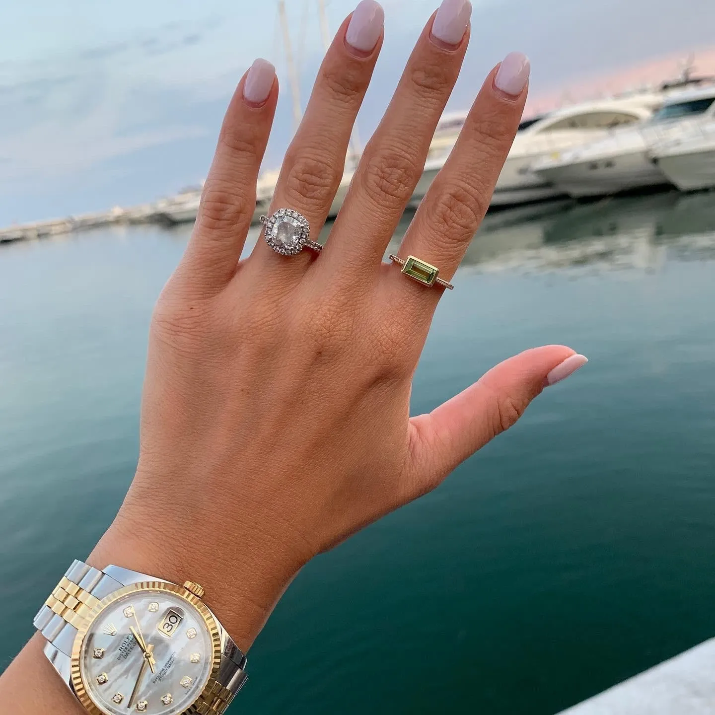 Peridot Gemstone Pavé Ring