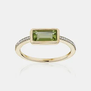 Peridot Gemstone Pavé Ring
