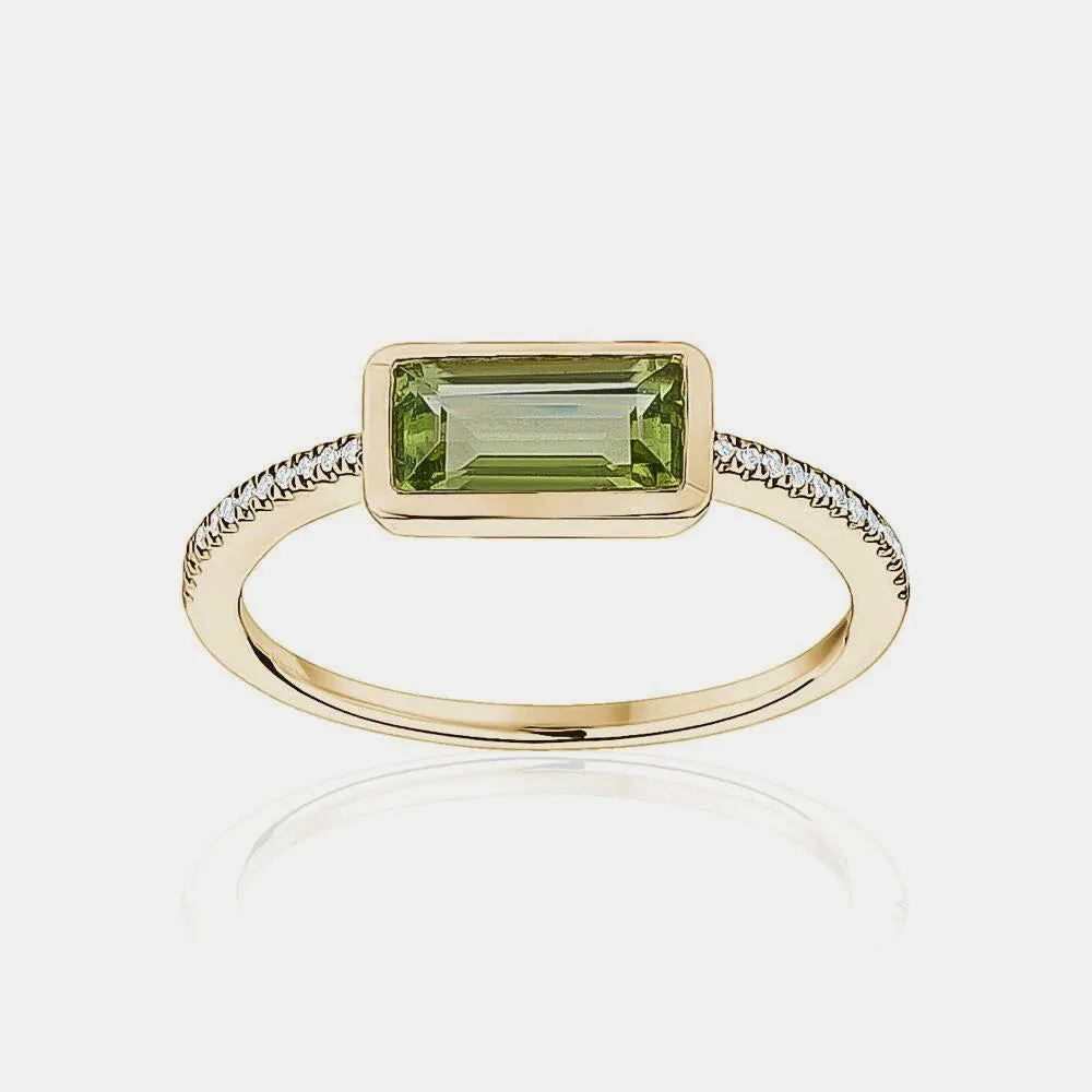Peridot Gemstone Pavé Ring