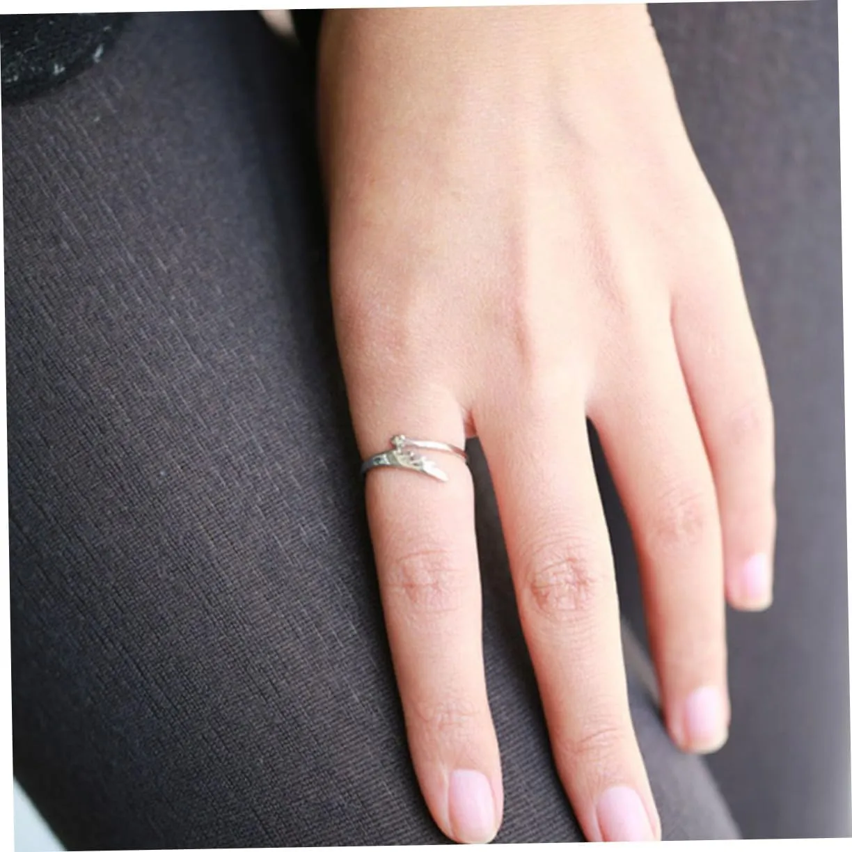 PRETYZOOM Adjustable Women Silver Ring Wing Shape Ring Lady Silver Ring