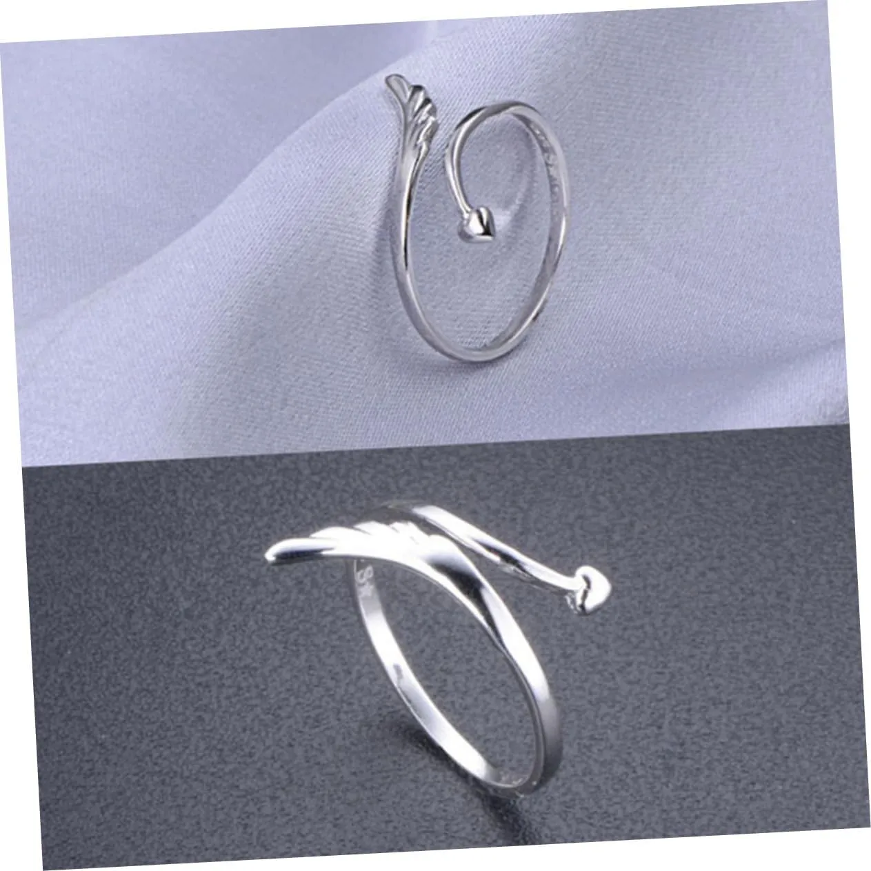 PRETYZOOM Adjustable Women Silver Ring Wing Shape Ring Lady Silver Ring