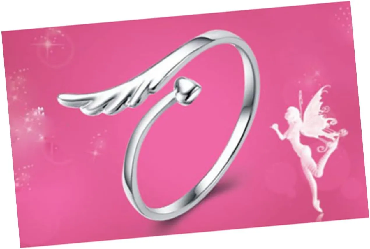 PRETYZOOM Adjustable Women Silver Ring Wing Shape Ring Lady Silver Ring