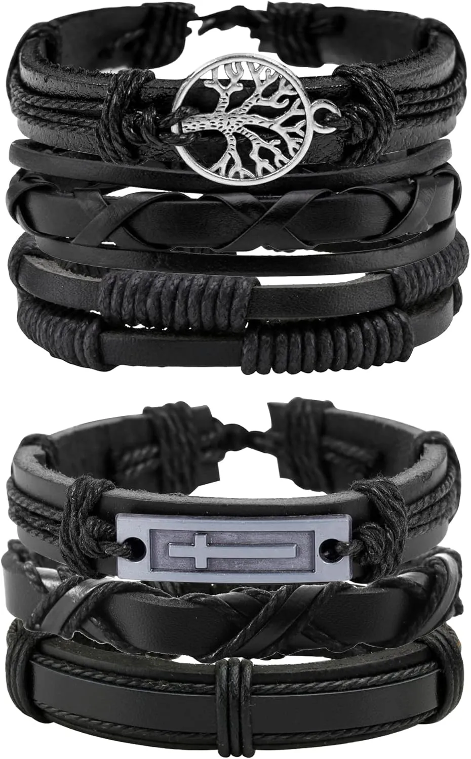 Punk Gothic Leather Bracelet for Men Women Spike Cuff Bangle Cross Bracelet Adjustable Goth Jewelry