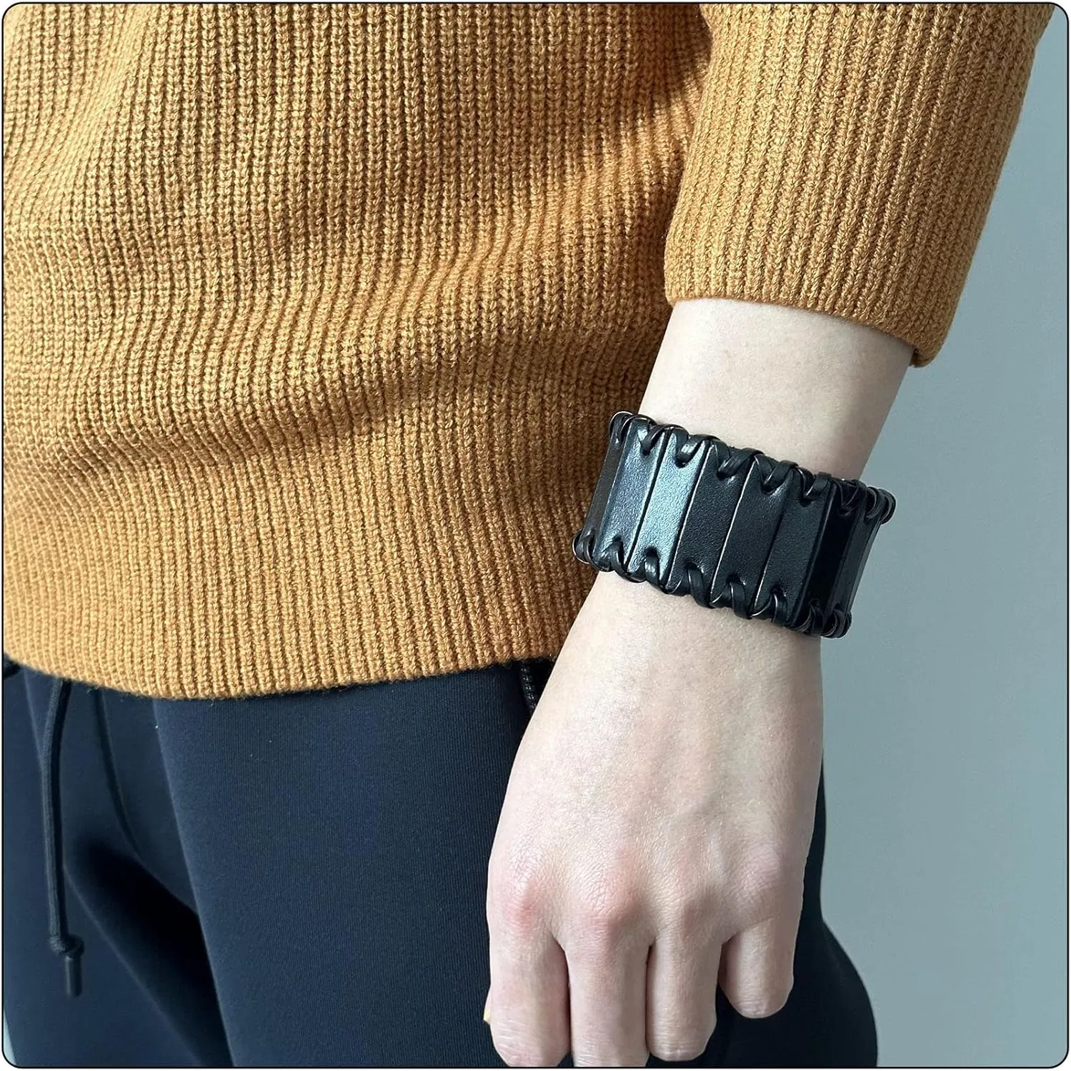 Punk Rock Braided Wristband Wide Leather Cuff Bracelets