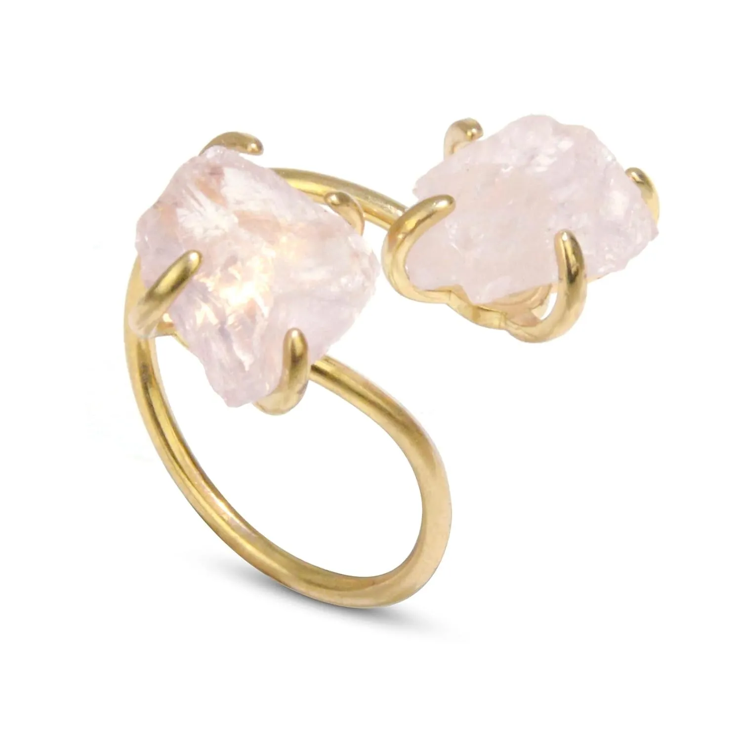 Raw Rose Quartz Ring, Natural Pink Carnelian Ring for Women, 14k Gold Plated Handmade Adjustable Healing Pink Stone Ring for Rose Quartz Jewelry (rose-quartz)