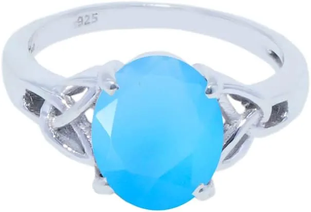 Real Gemstones Chalcedony Oval Shape Faceted Blue Chalcedony 925 Sterling Silver ring gift for beautiful midi ring set-SR2-BCH-FC-111-us 5