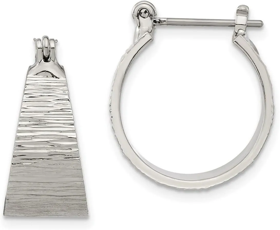 Silver-tone Textured Hoop Earrings 19x9.5mm Wide 10mm Thick-Hoop Earring for Women