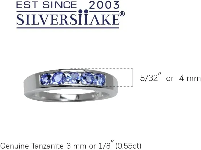 Silvershake 5-Stone White Gold Plated 925 Sterling Silver Journey Stackable Band Ring Jewelry for Women or Teens