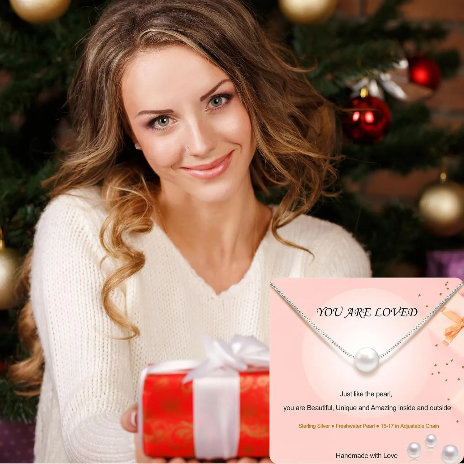 Single Pearl Necklace for Women Sterling Silver Floating Pearl Necklace Choker as Everyday Wear Jewelry for Birthday Gift Back to School Gifts Wedding Gift,Handmade Choker Necklaces for Women Girls