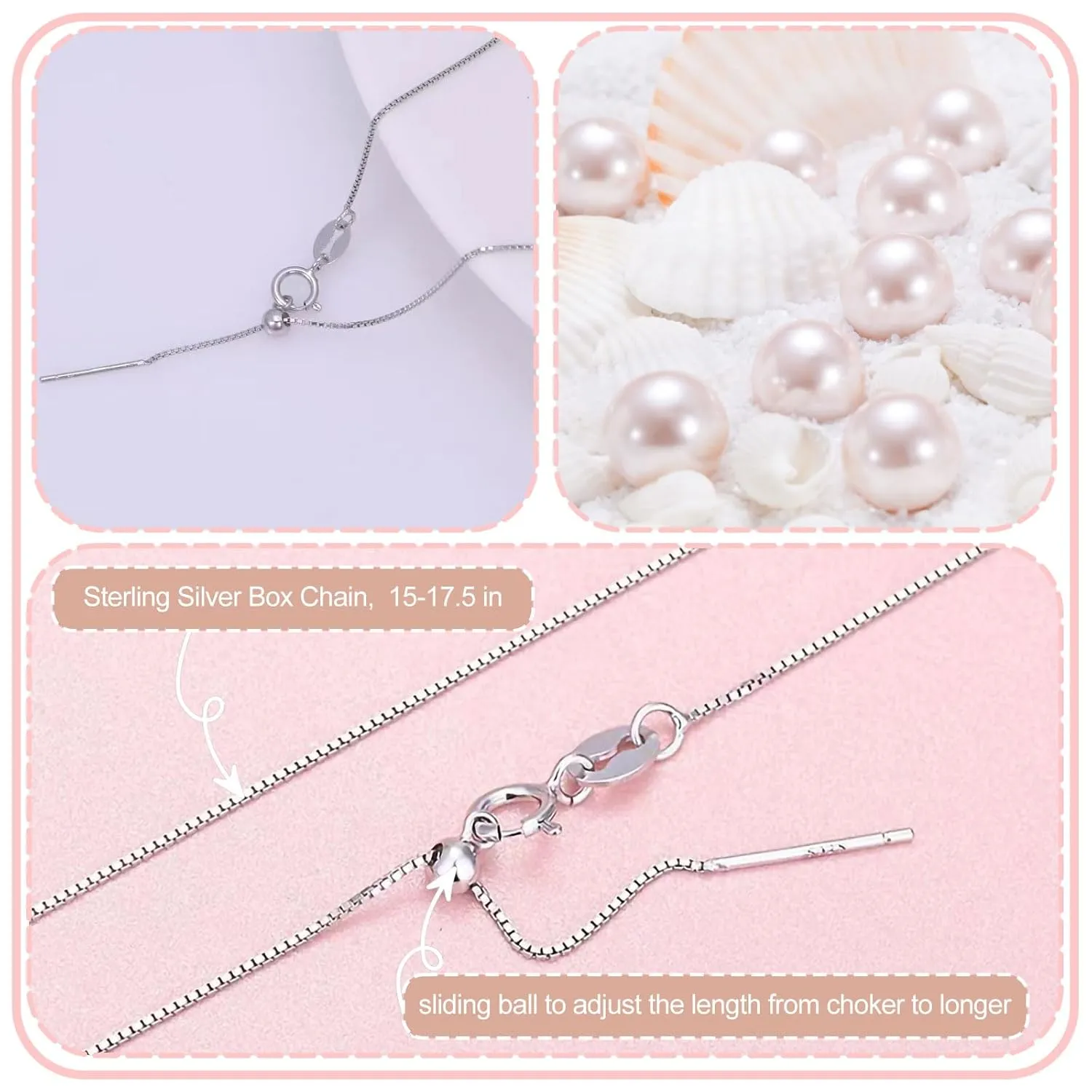 Single Pearl Necklace for Women Sterling Silver Floating Pearl Necklace Choker as Everyday Wear Jewelry for Birthday Gift Back to School Gifts Wedding Gift,Handmade Choker Necklaces for Women Girls