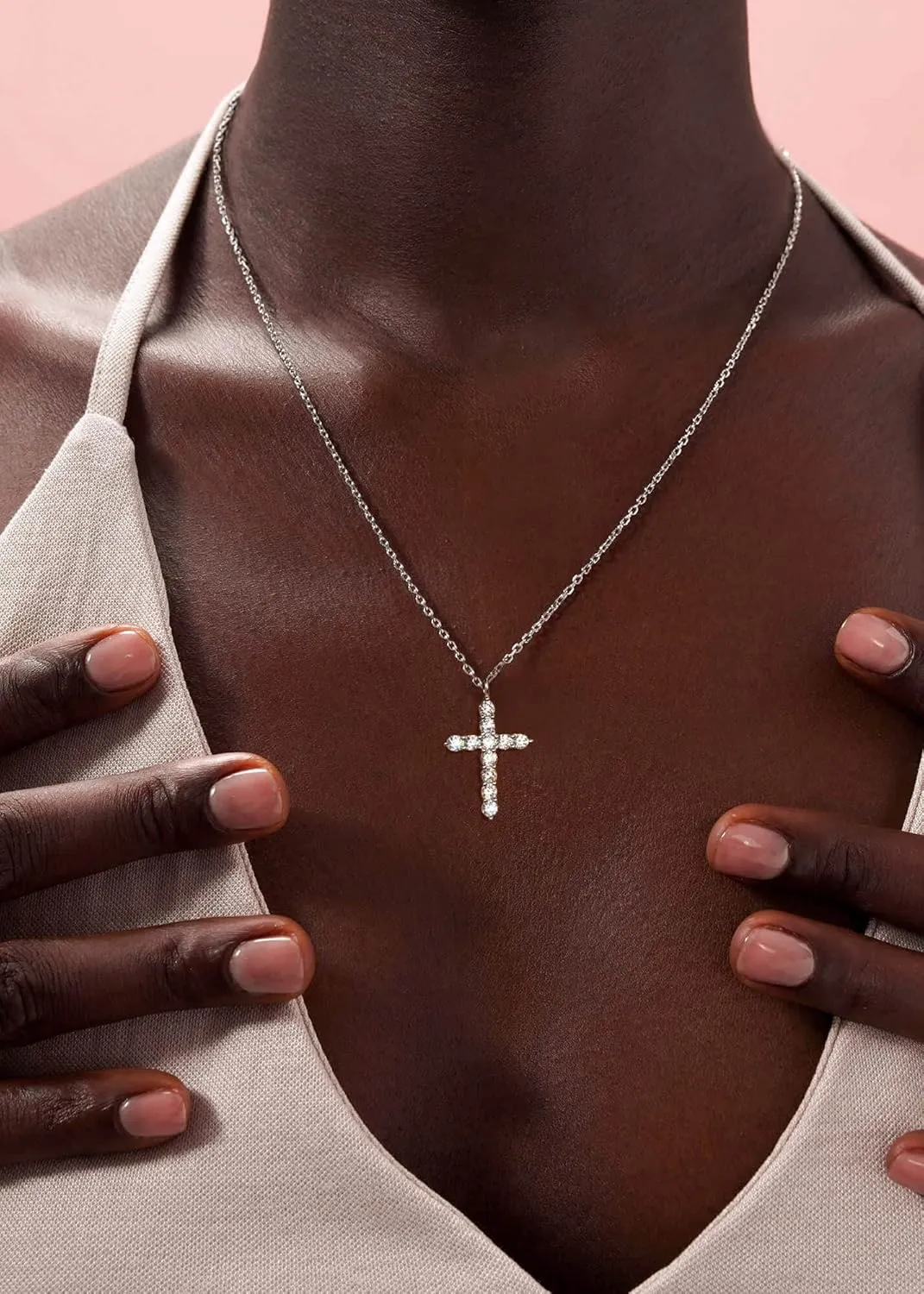 S.Leaf Cross Necklace for Women Sterling Silver Gold Birthstone Cross Chain Cubic Zirconia Necklaces Best Friend Birthday Gifts for Women Sister Mom Wife Her Friend Party