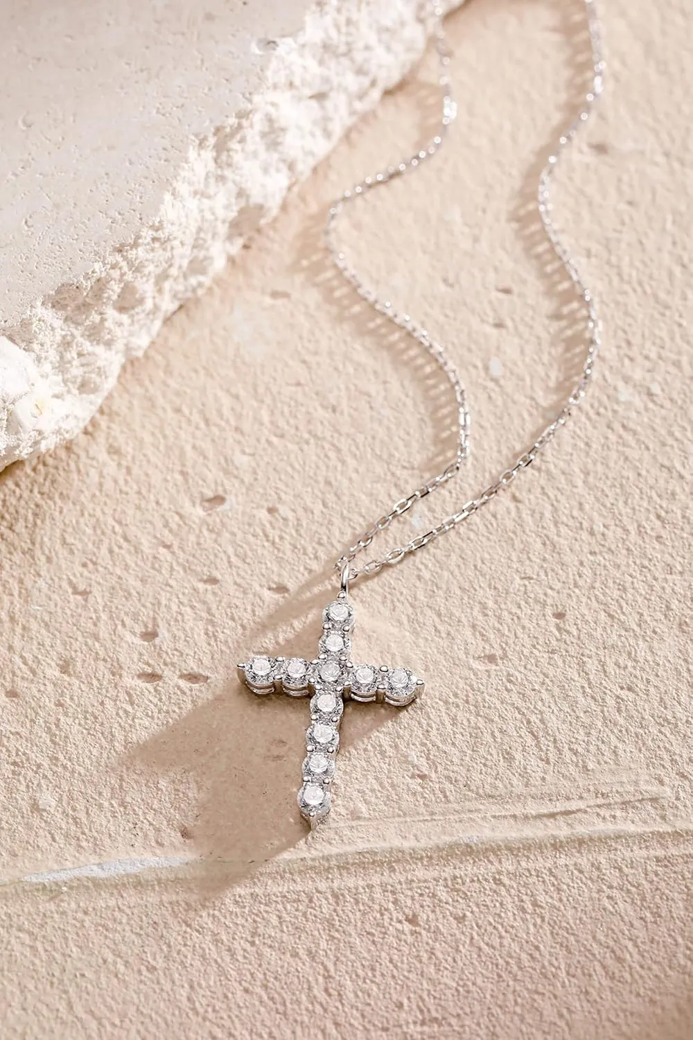 S.Leaf Cross Necklace for Women Sterling Silver Gold Birthstone Cross Chain Cubic Zirconia Necklaces Best Friend Birthday Gifts for Women Sister Mom Wife Her Friend Party