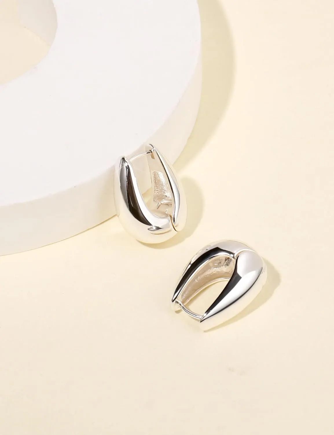Small Gold Chunky Huggie Hoop Earrings, 14K Gold Plated Thick Huggie Earring, Lightweight Chunky Gold Hoops Earrings for Women