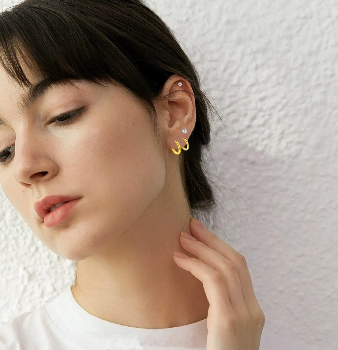 Small Silver Hoop Earrings 925 Sterling Silver Post Hoop Earrings for Women Cartilage Piercing 6 Pairs Silver Huggie Hoop Earrings Silver Stud Earrings Set Mini Tiny Hoop Earrings for Women Men
