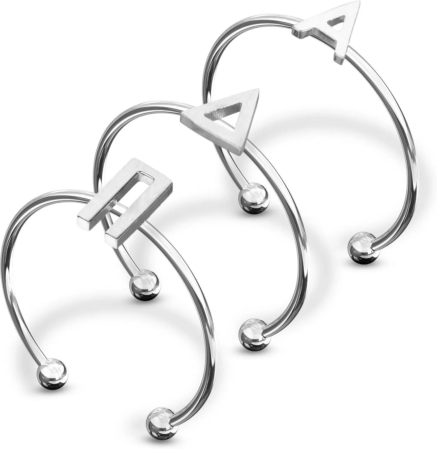 Sorority Shop Alpha Delta Pi Stacking Ring Set - Adjustable Rings with Silver Plating
