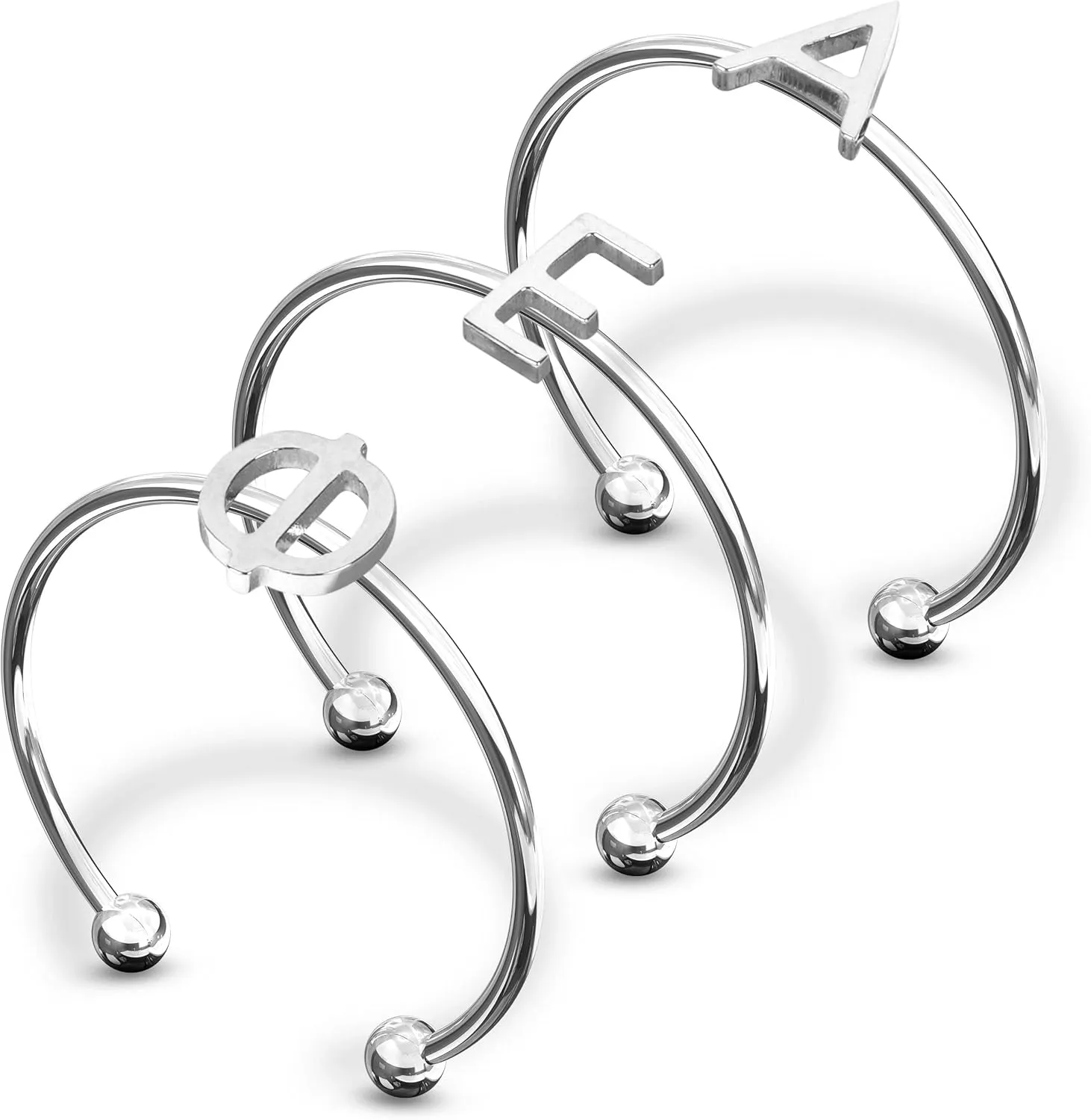 Sorority Shop Alpha Epsilon Phi Stacking Ring Set - Adjustable Rings with Silver Plating