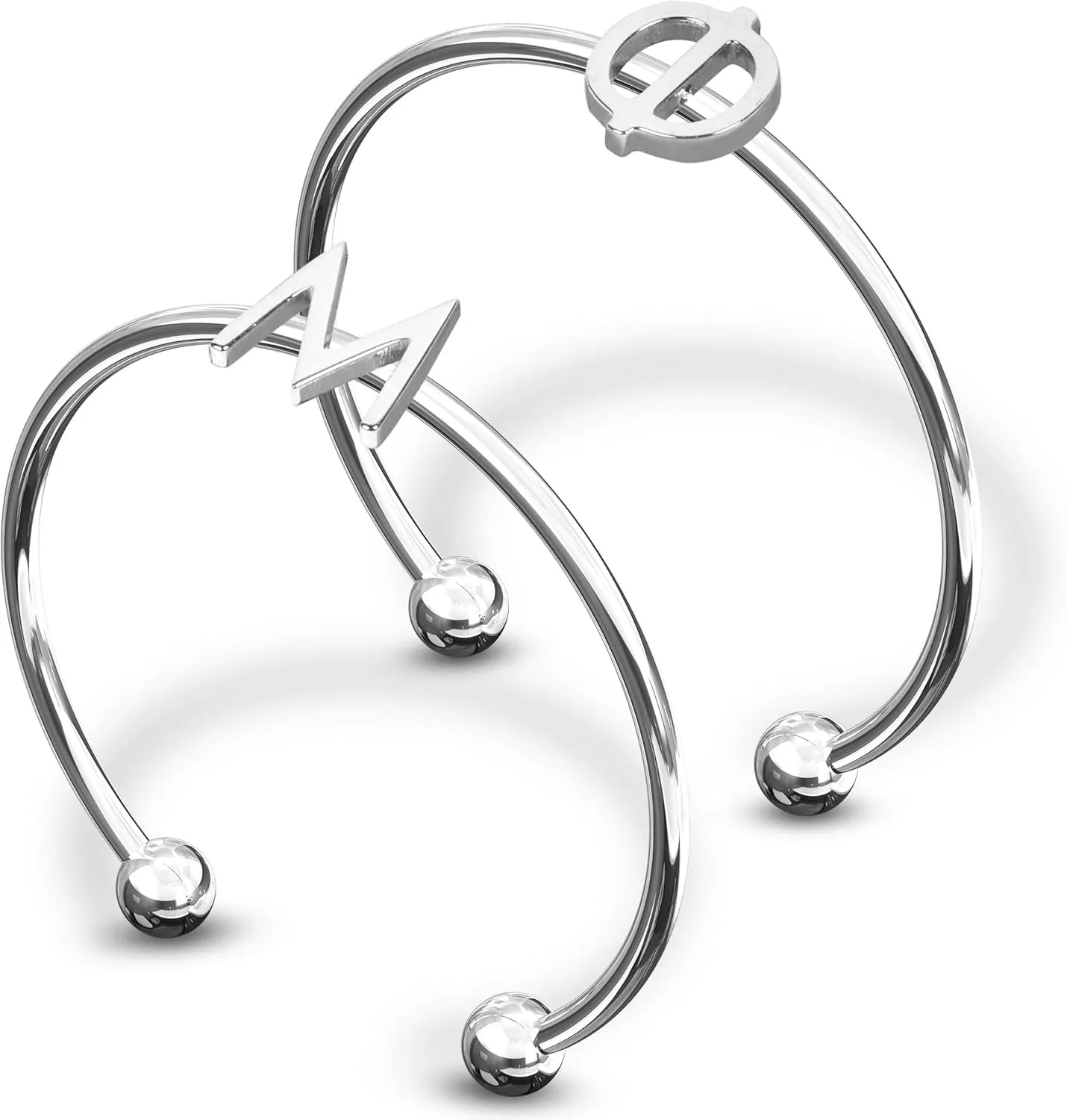 Sorority Shop Phi Mu Stacking Ring Set - Adjustable Rings with Silver Plating