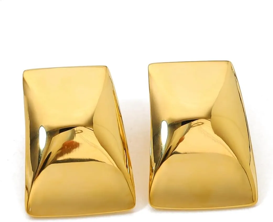 Square Stud Earrings for Women Stainless Steel 18K Gold Plated Geometric Rectangle Studs Earrings Minimalist Ear Jewelry