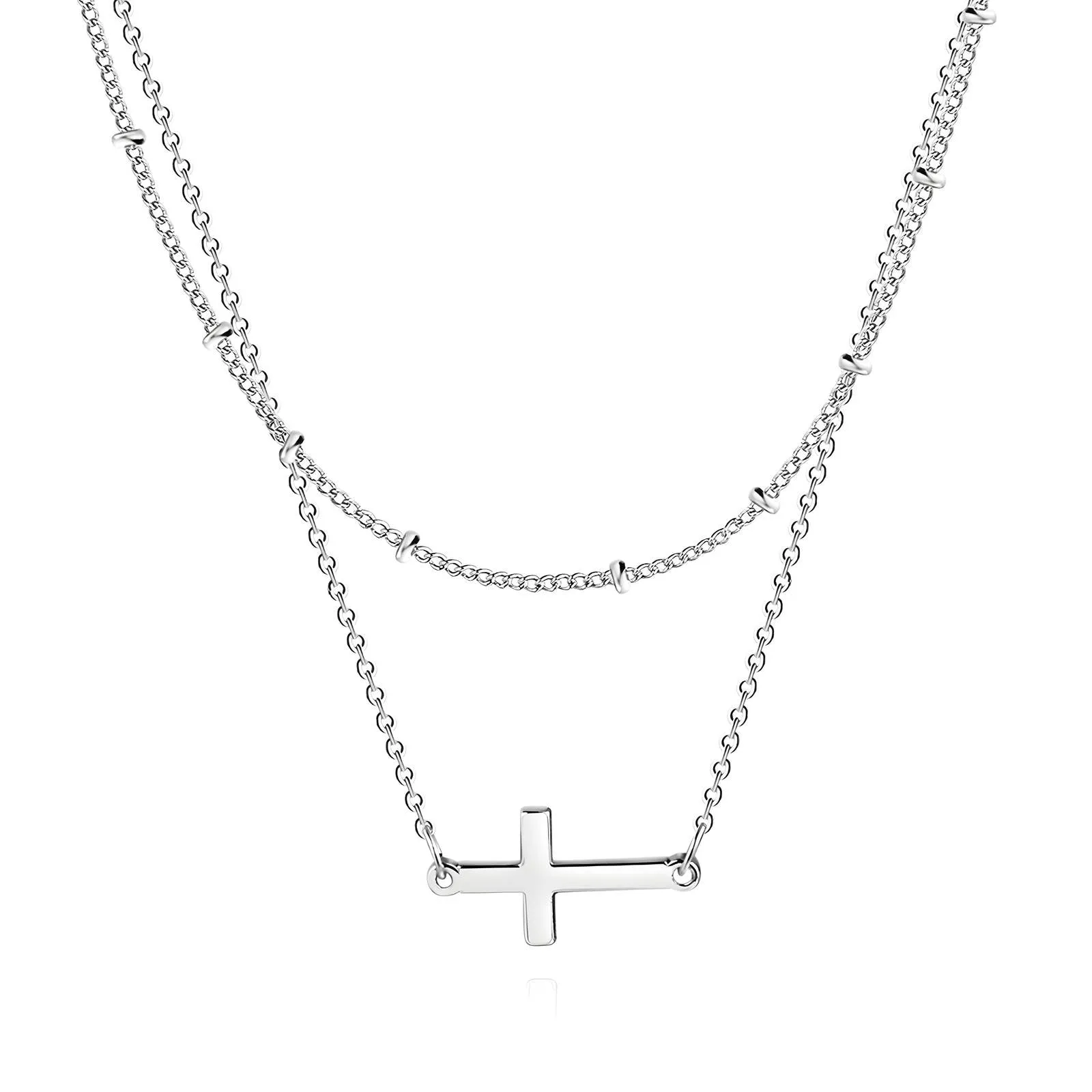 Stainless Steel Cross Layered Necklace