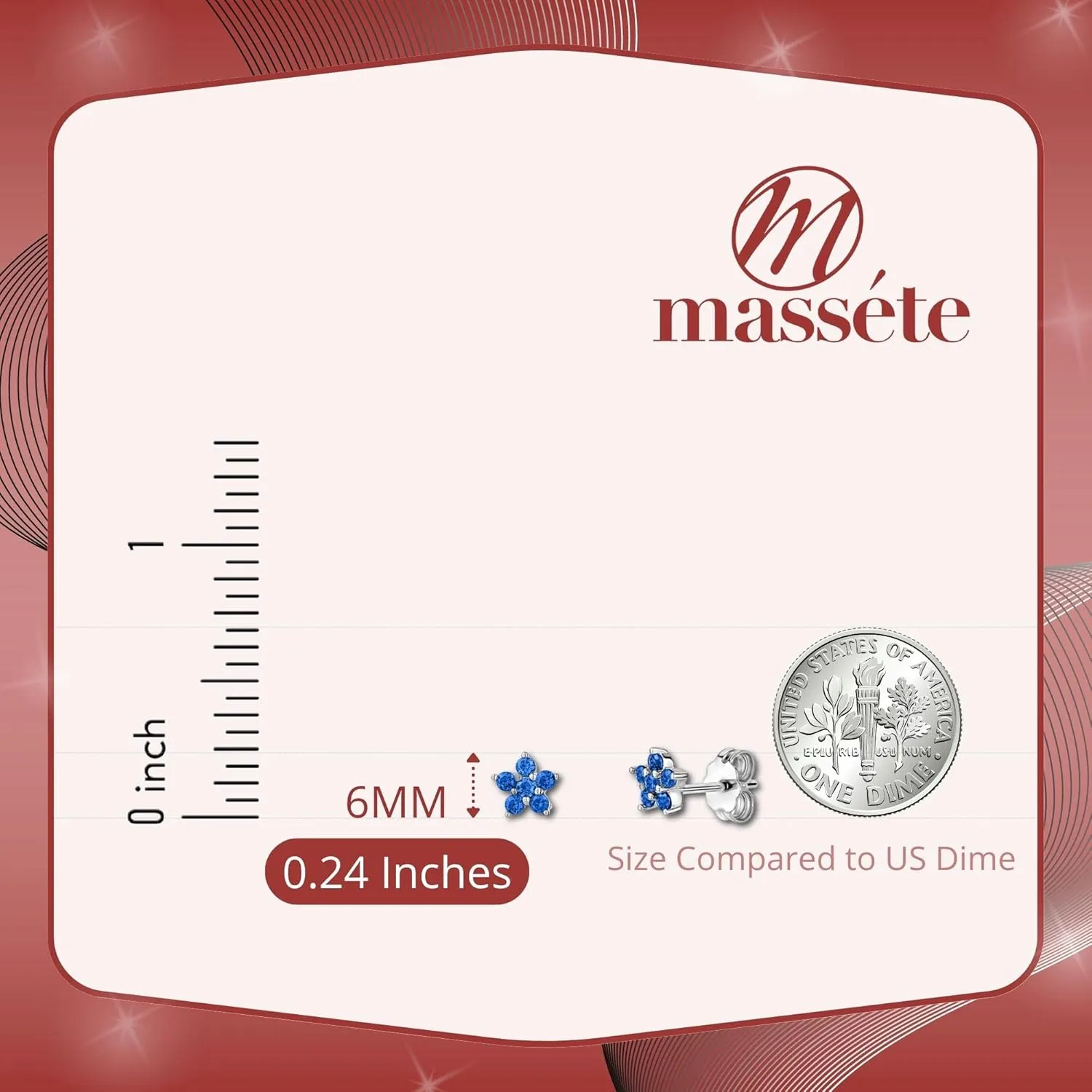 Sterling Silver Small Flower Stud Earrings for Women and Girls Simulated Birthstones 6mm
