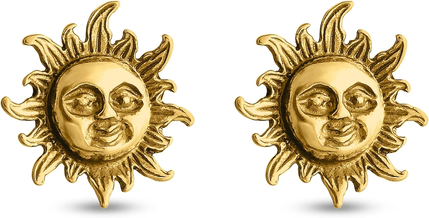 Stud Smiling Sun Stud Earrings 925 Sterling Silver Earrings Gold Plated Earrings.