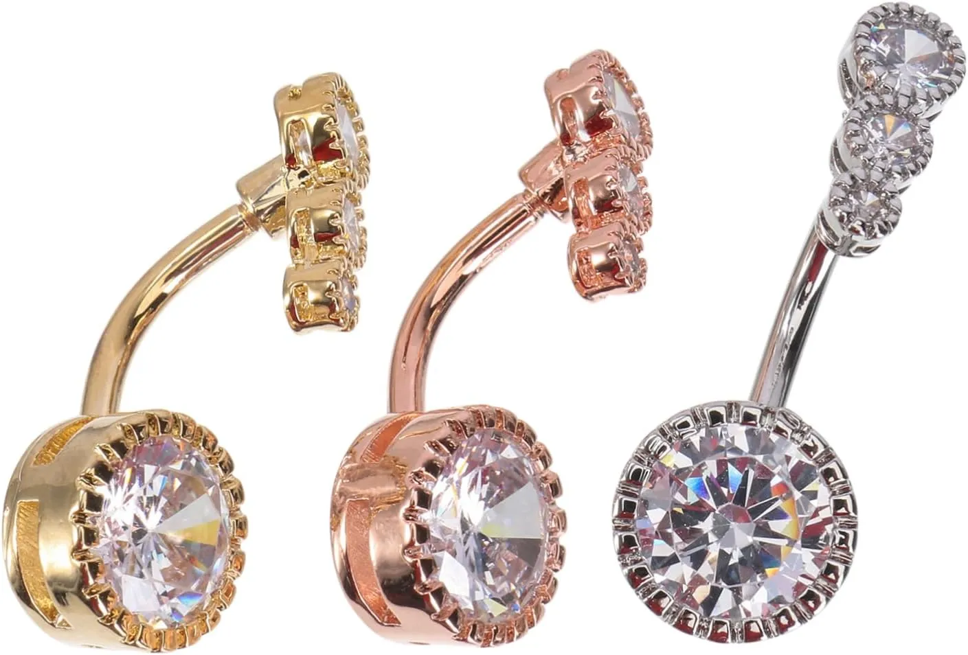 Stylish Navel Ornaments 3pcs Belly Rings for Women Round Pendant Design for Parties and Dance