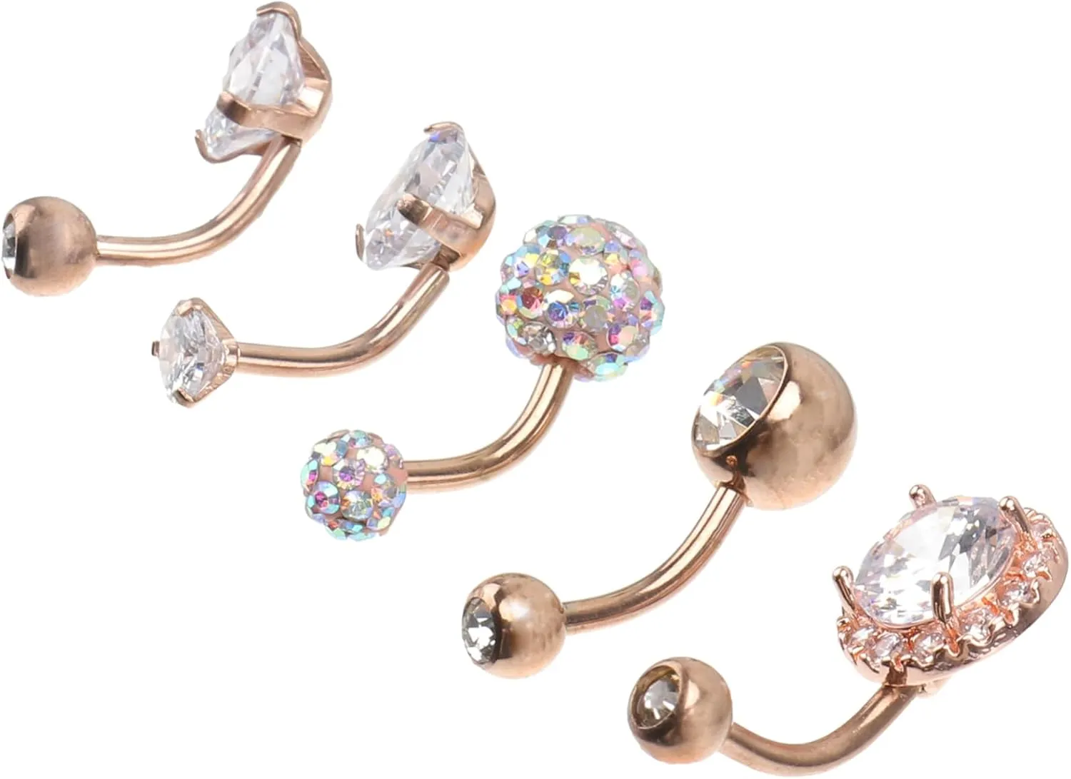 Stylish Navel Studs 5 Piece Set Bellybutton Ring Navel Jewelry Fashion Accessory for Women