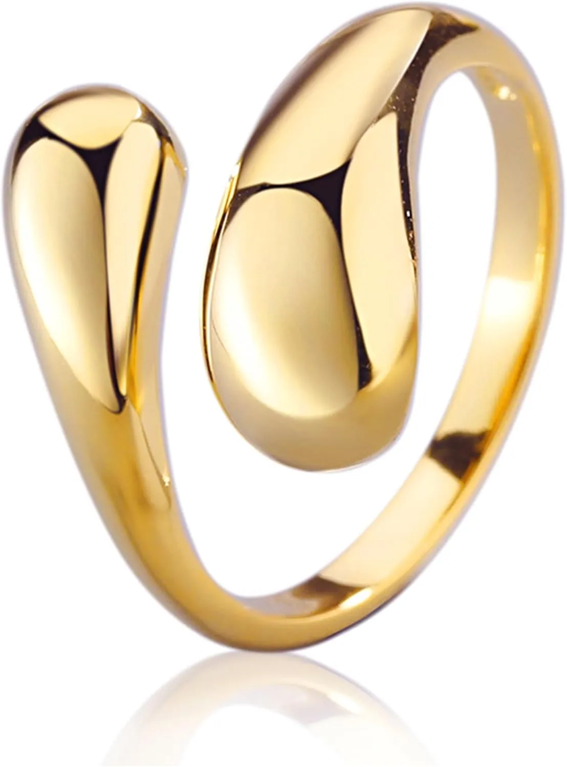 Teardrop Chunky Rings for Women Thick Statement Rings Adjustable Chunky Gold Rings Simple Stackable Band Rings