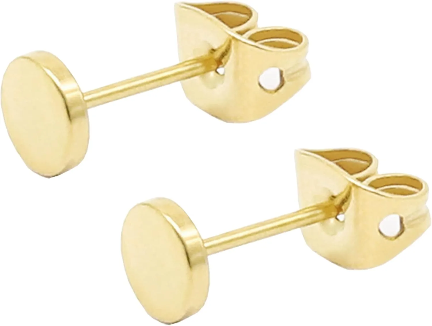 Titanium Flat Dot and Ball Stud Earrings Hypoallergenic for Women Men Rose Gold/Gold/Silver/Black Round Disc Earrings 3mm-6mm Options for Sensitive Ear(2pcs)
