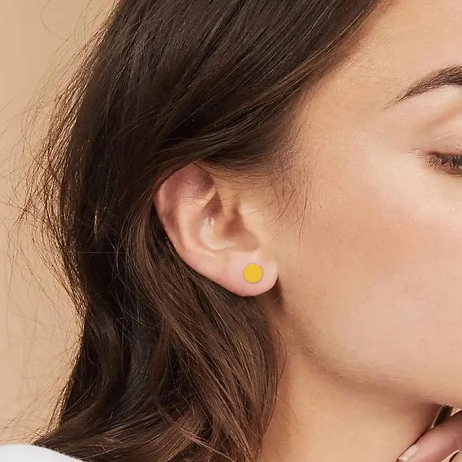 Titanium Flat Dot and Ball Stud Earrings Hypoallergenic for Women Men Rose Gold/Gold/Silver/Black Round Disc Earrings 3mm-6mm Options for Sensitive Ear(2pcs)