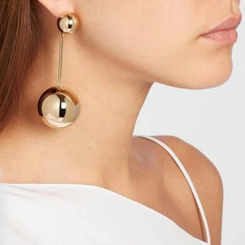 Trendy Fashion Circle Bib Bead Smooth Face Statement Maxi Bijoux Charm Party Indian Bijoux Boho Earring For Women 3591