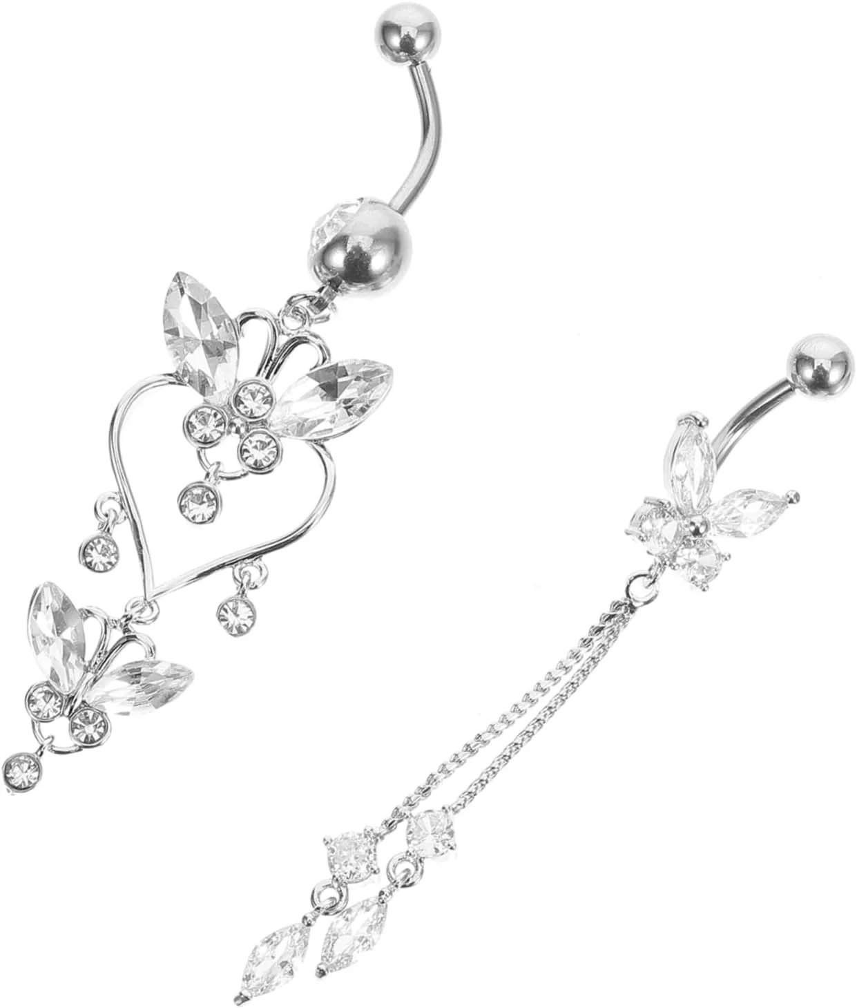 VALICLUD 2pcs Belly Button Rings for Women Elegant Navel Jewelry Unique Design Comfortable and Durable Body Piercing for Beach Parties and Special Occasions