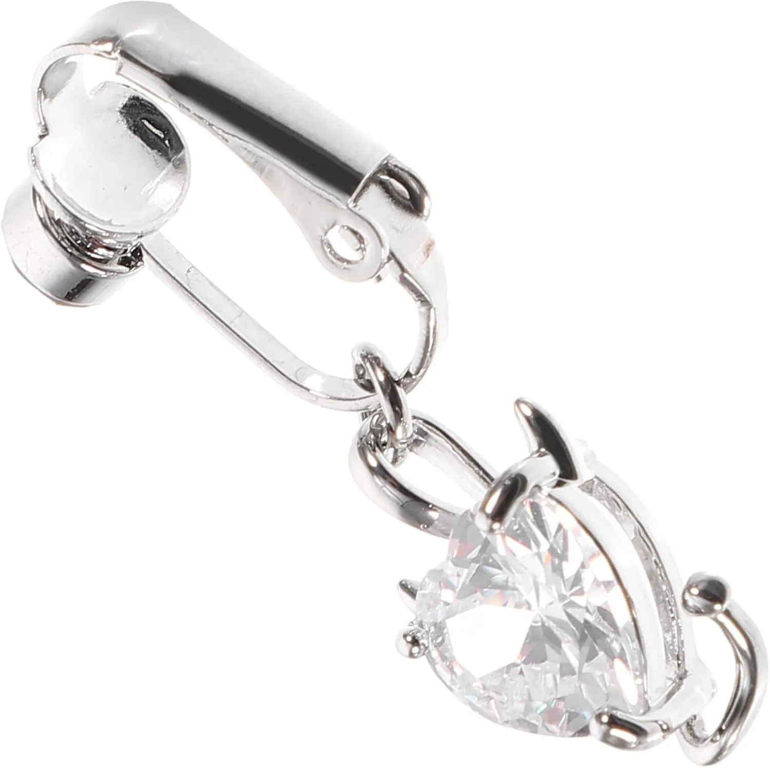 VANZACK Fake Belly Button Ring for Women Non Piercing Dangle Navel Ring with Heart Design Stylish Clip Jewelry for Daily Wear Vacation Cz Zirconia