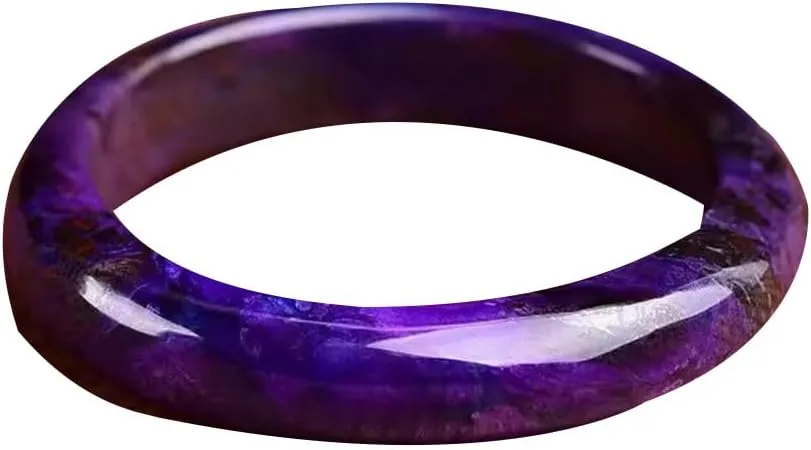 Vesppears Natural Feng Shui Jade Bangle for Women Genuine Blue Purple Bracelet Safe and Auspicious Perfect Fit 58-62mm